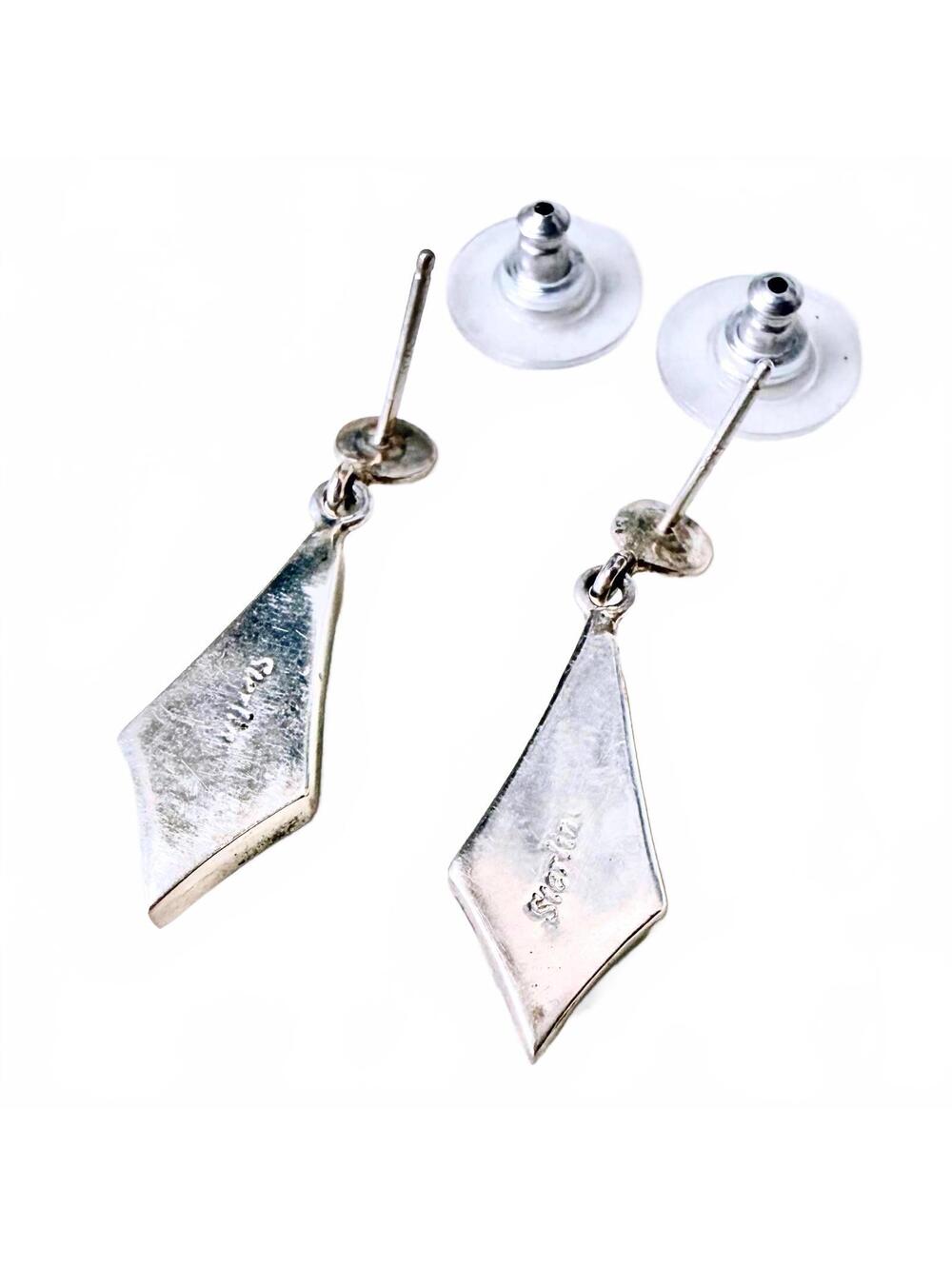 Sterling Sugilite Opal Inlay Dangle Earrings 925 Vintage - Picture 3 of 5